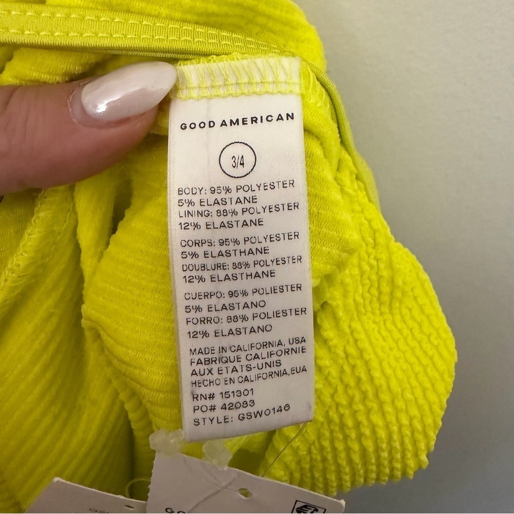 Good American Always Fits One Piece Swimsuit Neon Electric Yellow - Picture 4 of 5